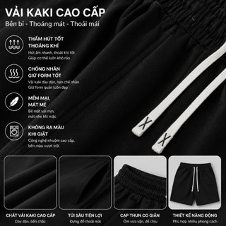Quần Short Kaki Nam Dây Rút  Form Rộng  Kaki Mềm  Mát, Trẻ Trung