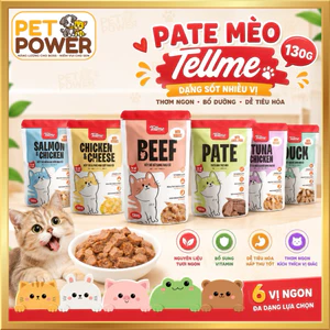 Pate Mèo Tellme 130g Dạng Sốt Nhiều Vị, Thức Ăn Ướt Thơm Ngon Cho Mèo