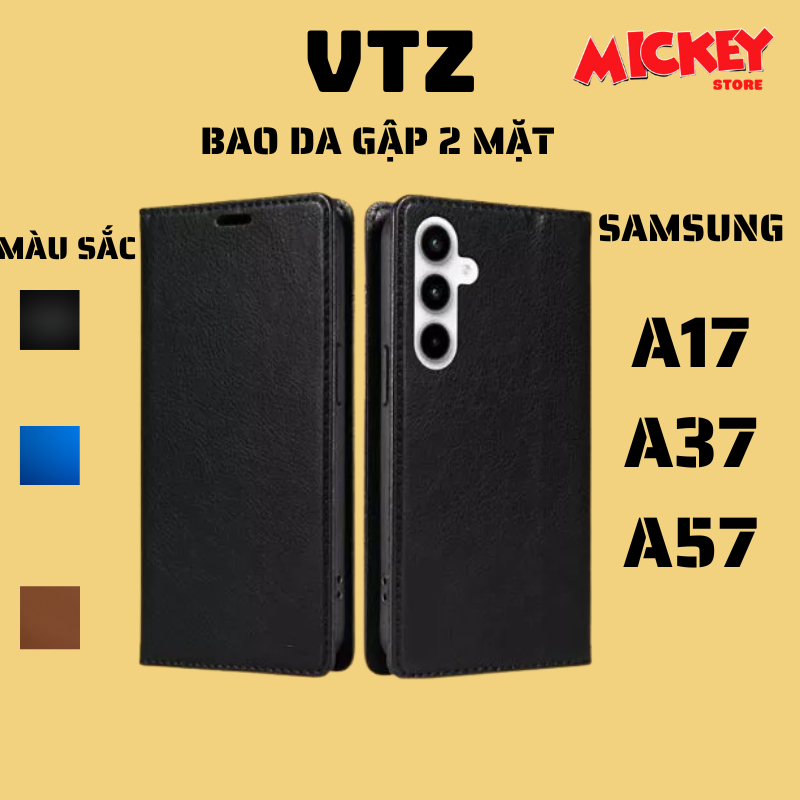 BAO DA GẬP 2 MẶT VTZ CHÍNH HÃNG CHO SAMSUNG A17 / A37 / A57 – TÍCH HỢP NGĂN ĐỰNG THẺ ATM TIỆN LỢI