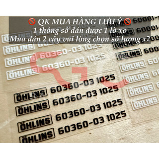 |1 Th.Số/Cây| Tem Sticker DTF Thông Số Lò Xo Phuộc OHL!NS - 3 Thông Số - 2 Màu Sắc