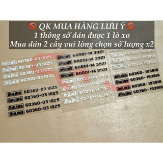 |1 Th.Số/Cây| Tem Sticker DTF Thông Số Lò Xo Phuộc OHL!NS - 3 Thông Số - 2 Màu Sắc