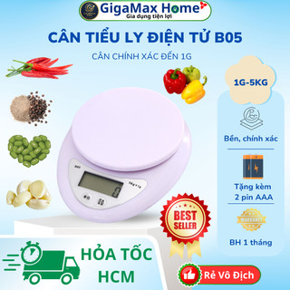 [Hỏa tốc HCM] Cân Tiểu Ly Điện Tử Nhà Bếp Mini B05 Định Lượng 1g - 5Kg Làm Bánh Độ Chính Xác Cao Tặng Kèm 2 Pin AAA