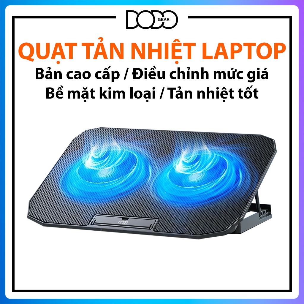 Đế quạt tản nhiệt laptop DoDo Gear làm mát nhanh đèn led gaming quạt chống ồn giá đỡ laptop DoDo Gear