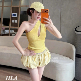 QCL1 A7300/Q1602 Set dời áo len mtg lệch vai xẻ ngực mix quần bí chấm bi siêu hot siêu xinh