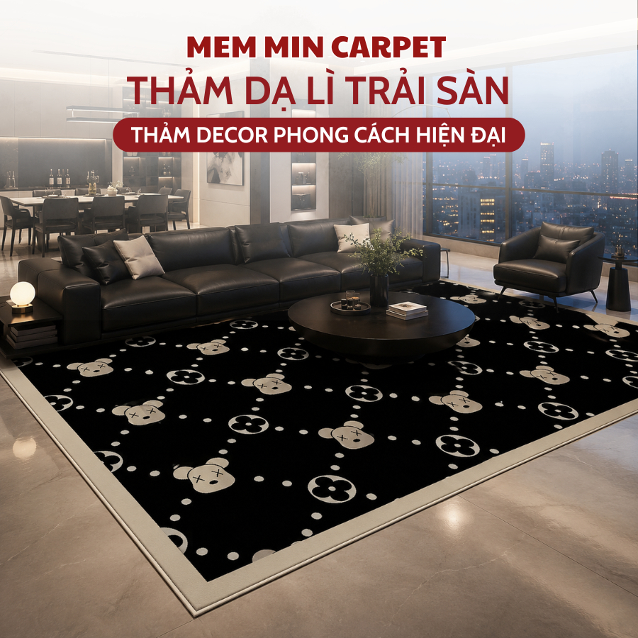 Thảm Dạ Lì Thảm Trải Phòng Khách, Thảm Chụp Hình Decor, kích thước 1m6x2m3, 2mx3m Họa Tiết Bắt Mắt-MemminCarpet (THB18))
