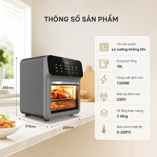 14 in 1 nồi chiên không dầu 10L,Màn hình cảm ứng nồi chiên hơi nước