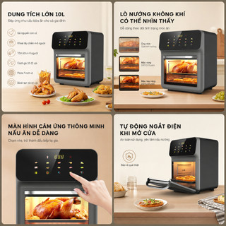14 in 1 nồi chiên không dầu 10L,Màn hình cảm ứng nồi chiên hơi nước