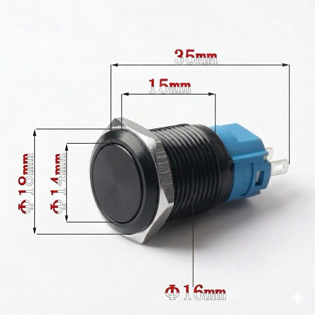 Công Tắc 16m ấn giữ Khoá On/Off  /16mm  Giữ trạng thái - Vỏ Cao Cấp Đẹp sang trọng {2 cái }