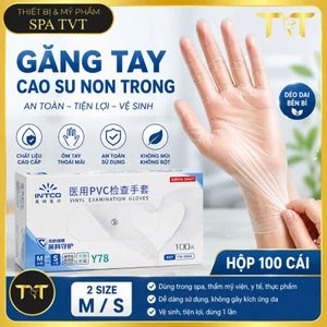 GĂNG TAY CAO SU NON INTCO TRẮNG TRONG KHÔNG BỘT HỘP 100C – GĂNG TAY Y TẾ, SPA, GIẢM BÉO