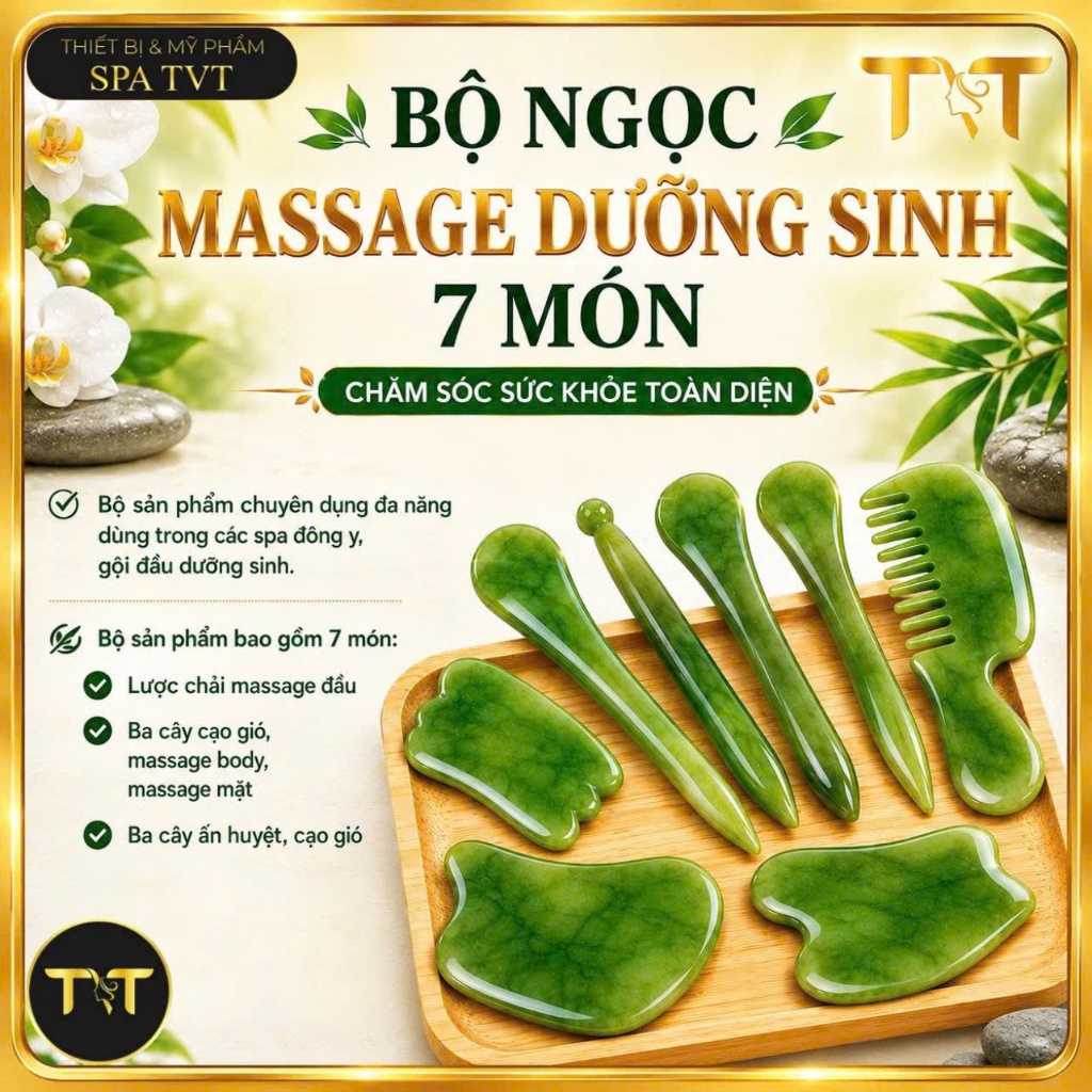 BỘ NGỌC CẠO GIÓ DƯỠNG SINH 7 MÓN(Nhựa) , MASSAGE MẶT, ẤN HUYỆT, MASSAGE BODY, CHẢI THÔNG KINH LẠC
