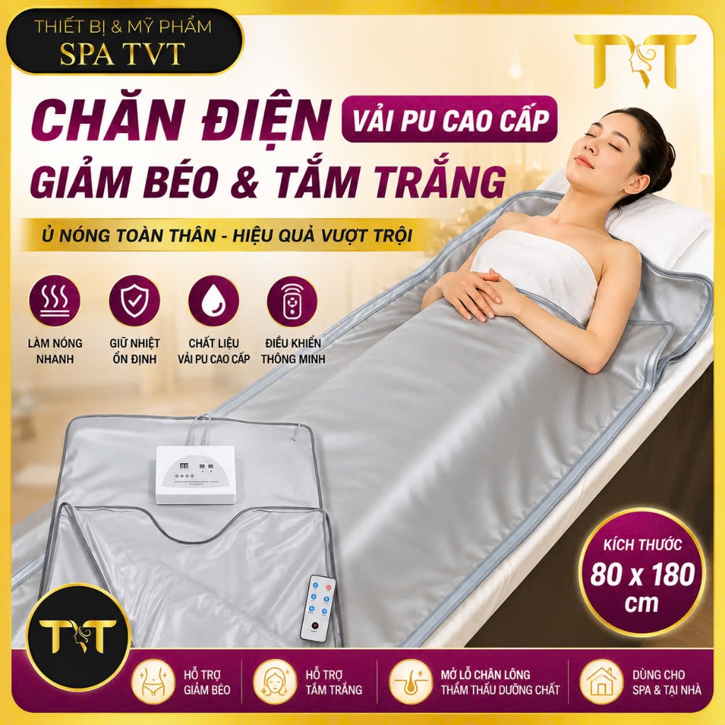 Chăn Điện Body Spa Vải PU 80x180cm, Hỗ Trợ Giảm Béo, Tắm Trắng Và Chăm Sóc Cơ Thể