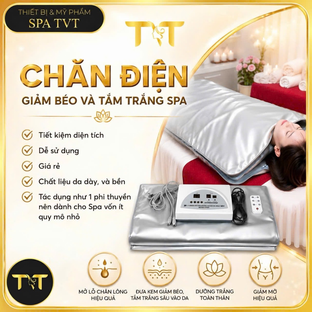CHĂN ĐIỆN GIẢM BÉO VÀ TẮM TRẮNG CHẤT LIỆU DA VÀ VẢI PU KT 80X180CM