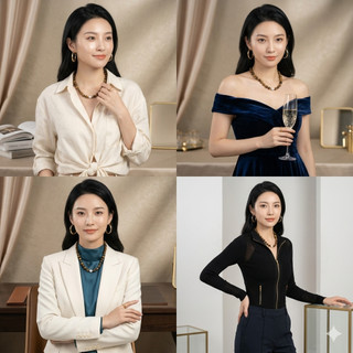 [N1186] Vòng Cổ, Dây Chuyền Ngọc Nhân Tạo Hổ Phách, Mặt Ngọc Trắng, Sang Trọng Cho Nữ - DAISYN.