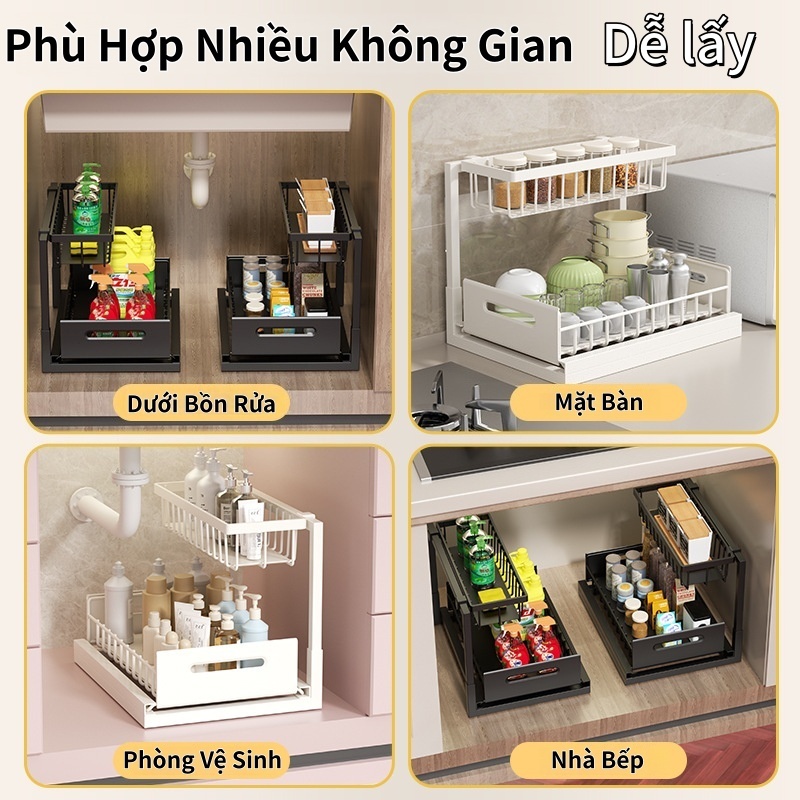 Kệ Kéo Trượt Đa Năng Để Tủ Bếp Giá Đựng Gia Vị Inox Cao Cấp, Tiết Kiệm Không Gian, Gọn Gàng Ngăn Nắp