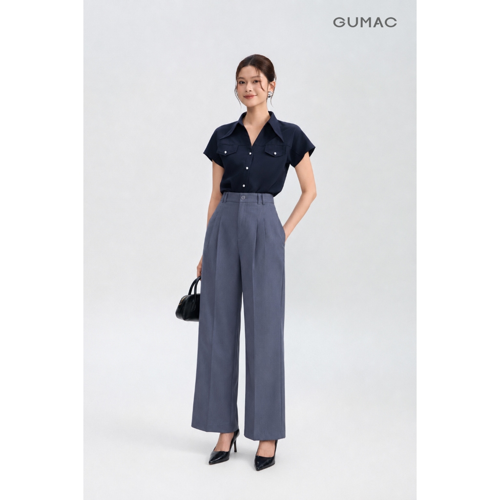Quần Công Sở GUMAC Form Ống Rộng Thiết Kế Tối Giản Thoải Mái Thanh Lịch Hiện Đại LQG05069