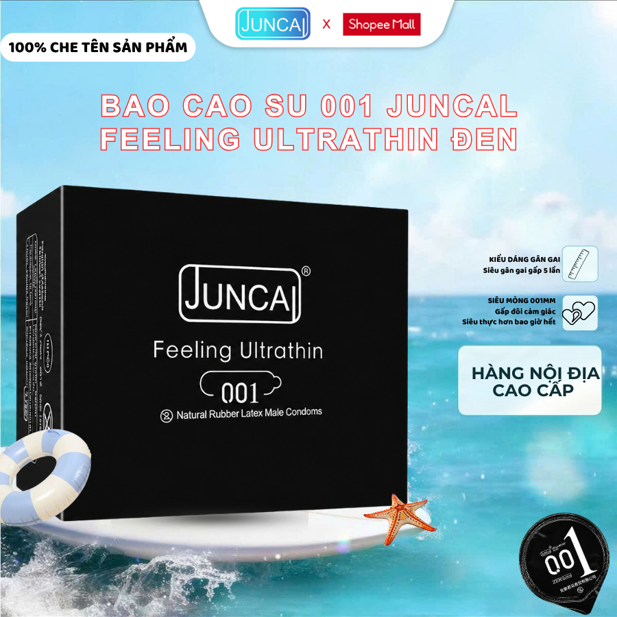 Bao cao su 001 JUNCAI siêu mỏng 0.01 gân gai size lớn, size nhỏ kéo dài quan hệ an toàn cho cuộc yêu