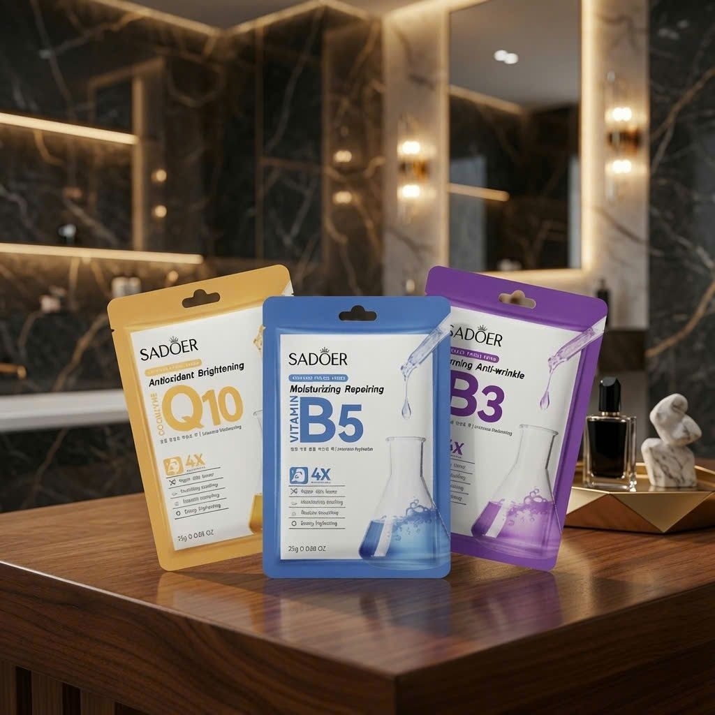 Combo 30 Miếng Mặt Nạ SADOER Dưỡng Ẩm Sáng Da Cấp Nước B5 B3 Q10 Phục Hồi Da