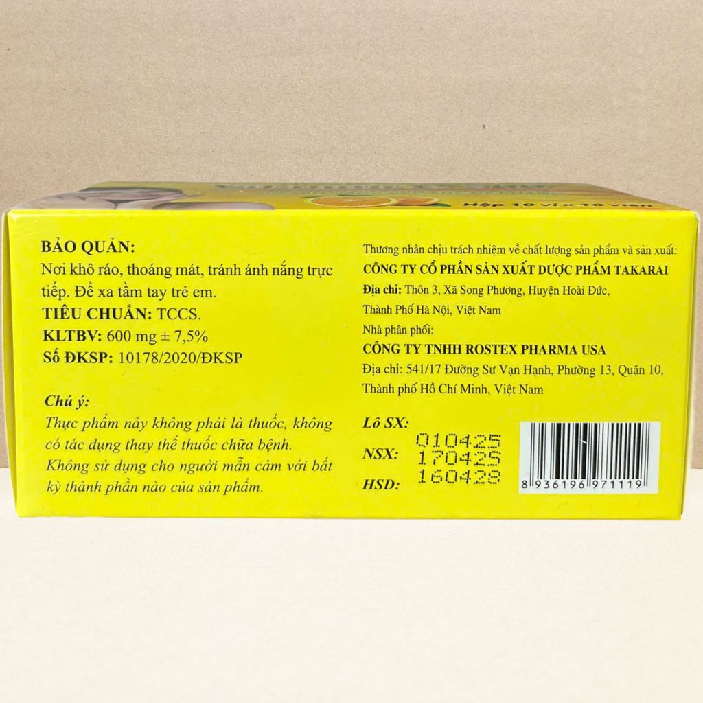 Combo 3 Hộp Vitamin C 500 Vỉ - Rostex - Takarai - Vitamin Chữa Lành