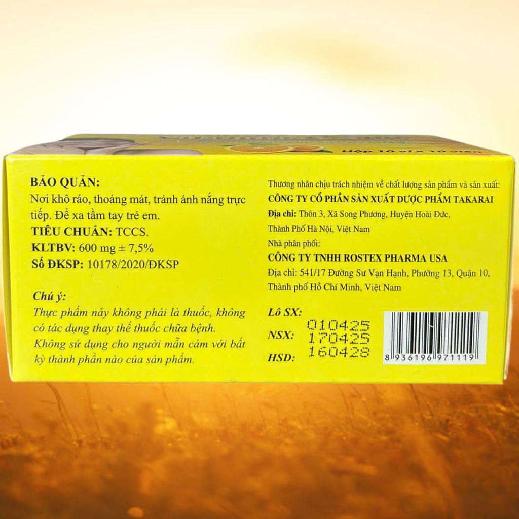 Vitamin C 500 Vỉ - Rostex - Takarai - Vitamin Thanh Lọc