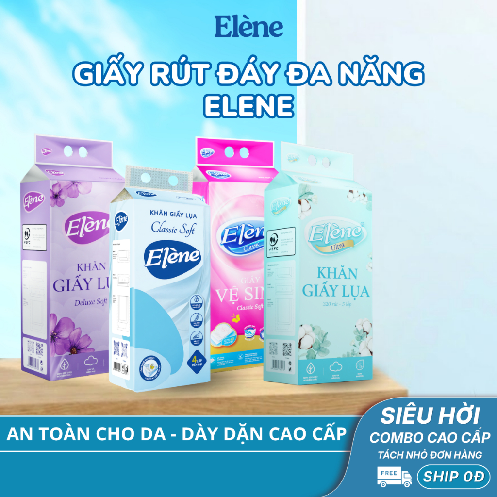Giấy Rút Đáy Đa Năng Elene 4 Lớp Cao Cấp, Mềm Mịn, An Toàn