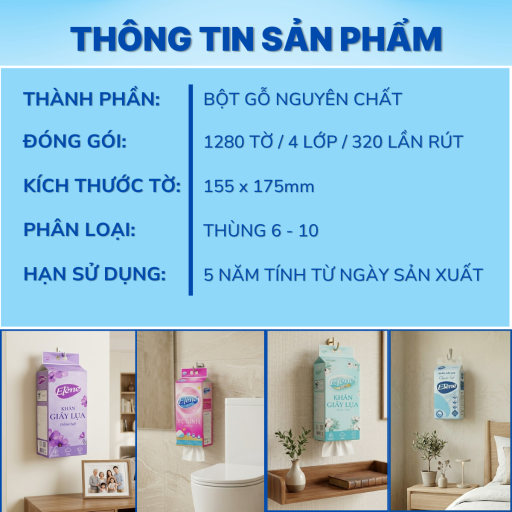 Giấy Rút Đáy Đa Năng Elene 4 Lớp Cao Cấp, Mềm Mịn, An Toàn