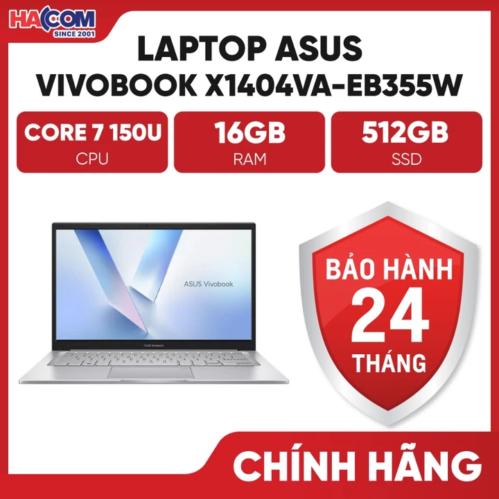 Laptop Asus VivoBook X1404VA-EB355W (Core 7 150U/16GB/512GB/14" FHD/Win11) - BH 24 Tháng HACOM PC
