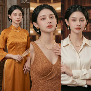 N1073 Vòng Cổ Dây Chuyền Ngọc, Chuỗi Hạt Ngọc Trai Nhân Tạo Trắng Vàng, Sang Trọng Cho Nữ