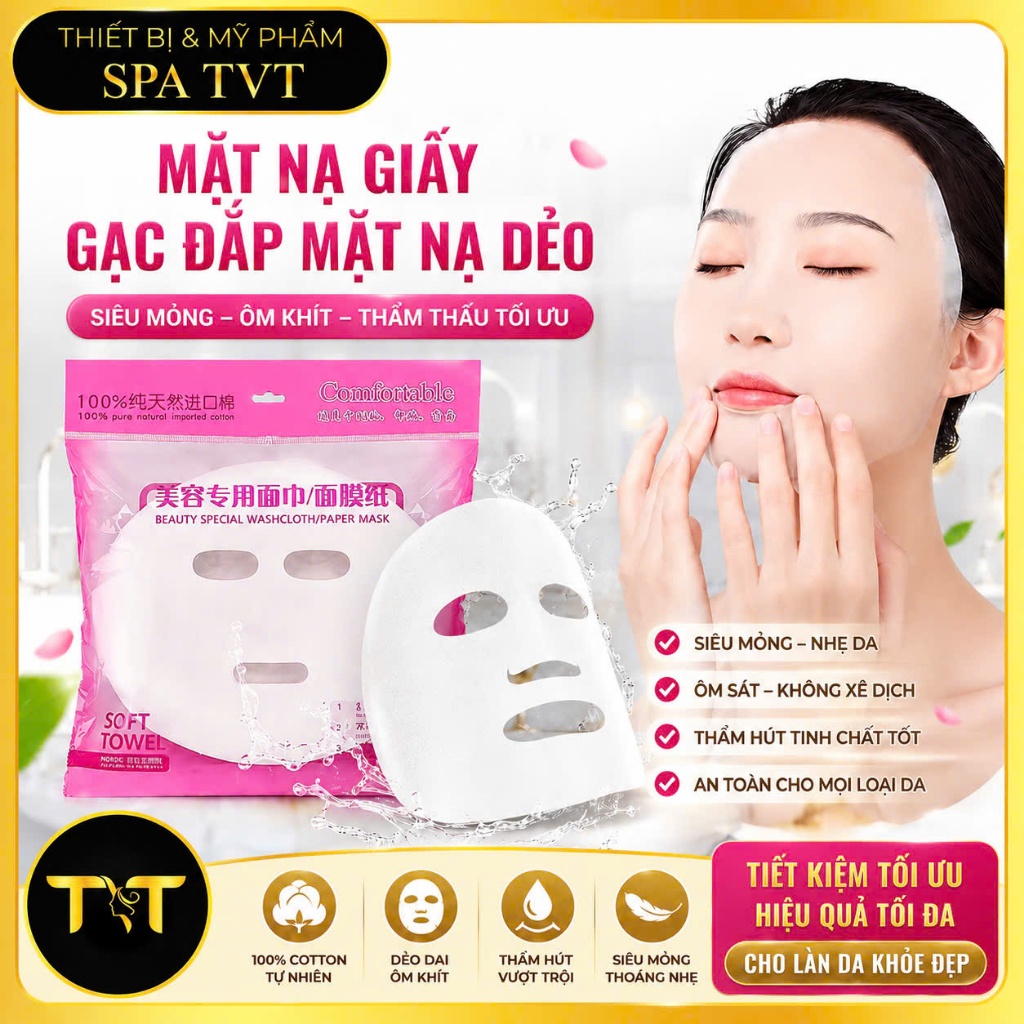 Mặt Nạ Giấy 80 Cái Và Giấy Tẩy Trang 1200 Miếng 7.7cm Cho Spa, Thẩm Mỹ Viện