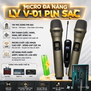 XẢ KHO | Micro đa năng LV V-01  tay mic dùng pin sạc, âm thanh chắc , vang ,sáng , bắt sóng xa