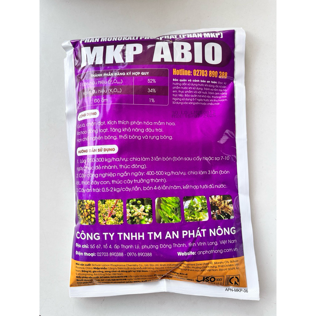 phân bón lá MKP APN(1kg)-Già lá, Chặn đọt, kích thích phân hoá mầm hoa