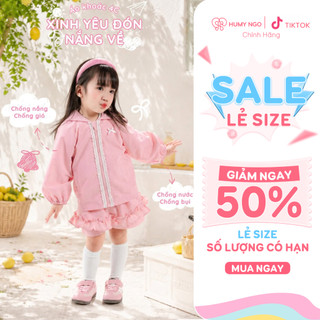 [HUMYNGO] - Đồ thu đông cho bé - Áo khoác gió 2 lớp dày dặn chống nắng, chống gió, áo gió có mũ cho bé gái 2-8 tuổi