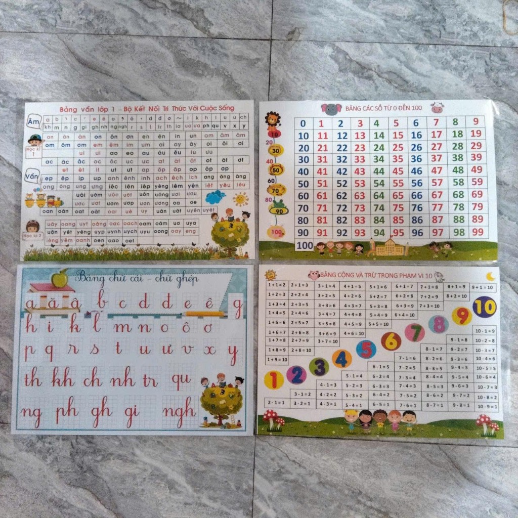Bảng âm vần lớp 1 kích thước a4, ép Pastic, Giáo cụ dạy học cho giáo viên khối tiểu học.