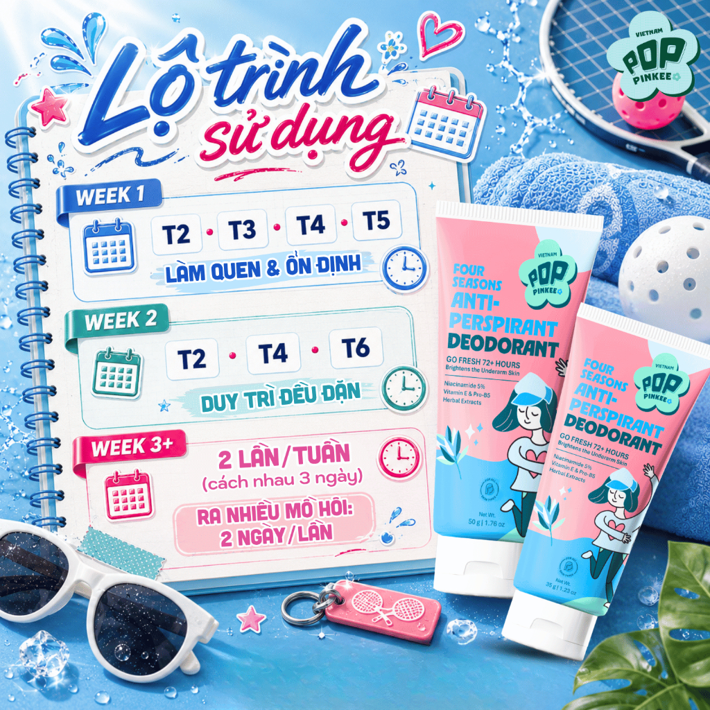 Kem Khử Mùi Giảm Tiết Mồ Hôi Bốn Mùa Pop Pinkee