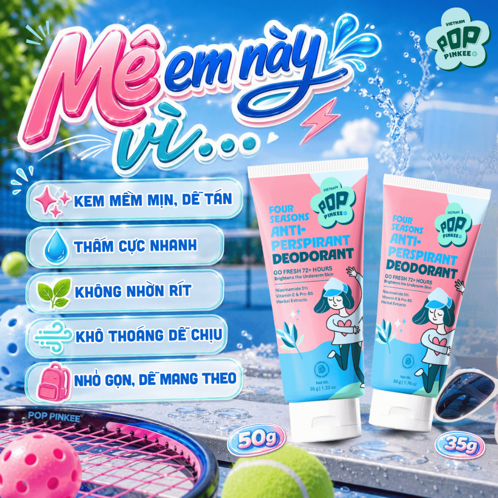 Kem Khử Mùi Giảm Tiết Mồ Hôi Bốn Mùa Pop Pinkee