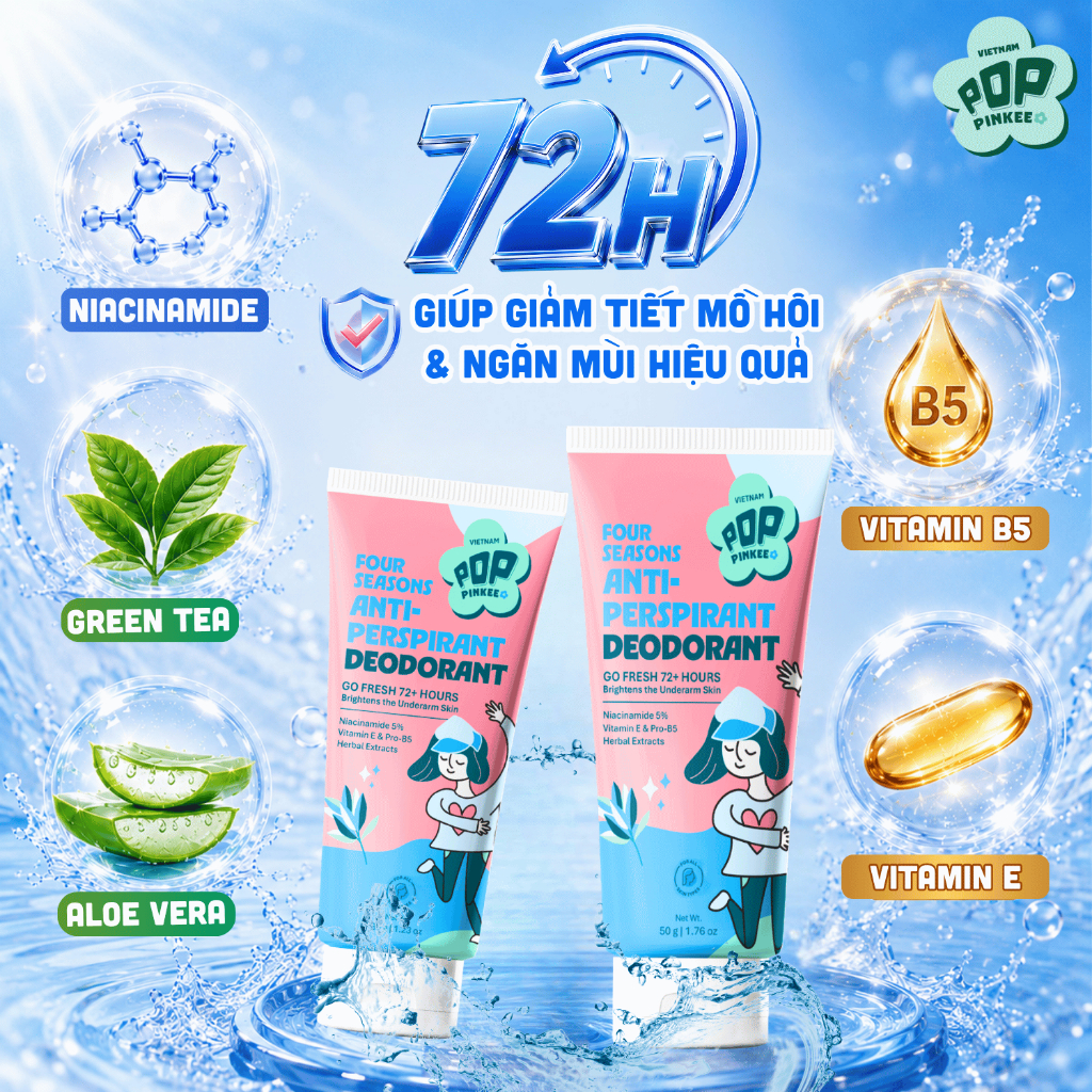 Kem Khử Mùi Giảm Tiết Mồ Hôi Bốn Mùa Pop Pinkee