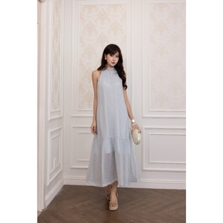 SWANLAKE | Váy Đầm Nữ Maxi Suông Sát Nách Cổ Yếm Chấm Bi Vải Tơ Đuôi Cá Du Lịch Biển Hè D13911