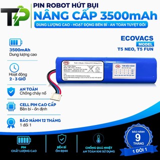 ( DUNG LƯỢNG CAO 3500 mAH) PIN ROBOT HÚT BỤI ECOVACS T5 NEO, T5 FUN NÂNG CẤP BẢO HÀNH 9 THÁNG