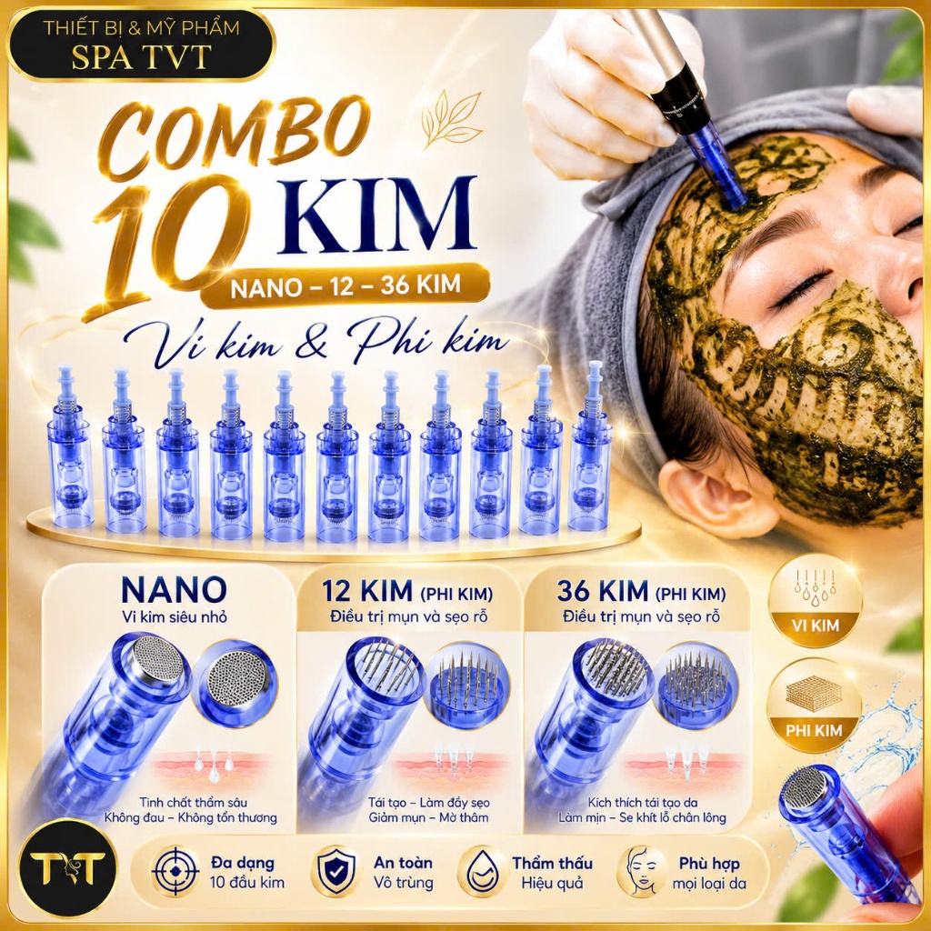 Kim XANH GÀI ĐẦU 1/3/ NANO/ 12/36 DÙNG ĐỂ VI KIM VÀ PHI KIM dùng cấy tinh chất ,mụn nám sẹo rỗ