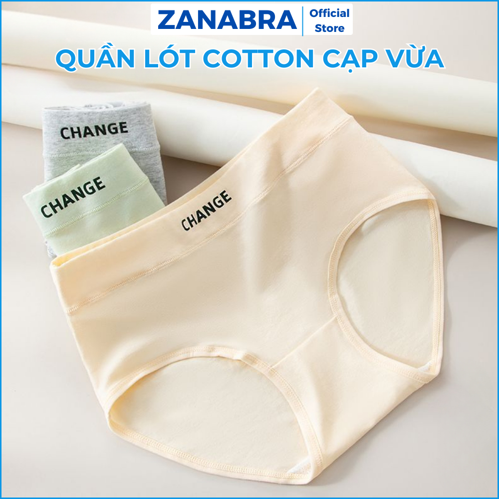 Quần Lót Nữ Cotton Mềm Mại Đáy May Kháng Khuẩn, Quần Chip Nữ Cạp Vừa Ôm Dáng Đính Chữ Cá Tính L2430