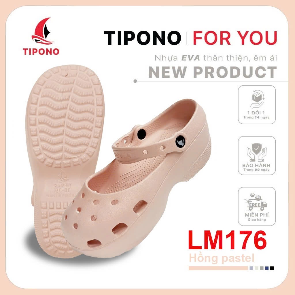TIPONO LM176 [Tặng Charm Ngẫu Nhiên] Dép Pallet Nữ Hack Dáng Đế Cao 6cm Siêu Nhẹ Chống Trượt Êm Chân