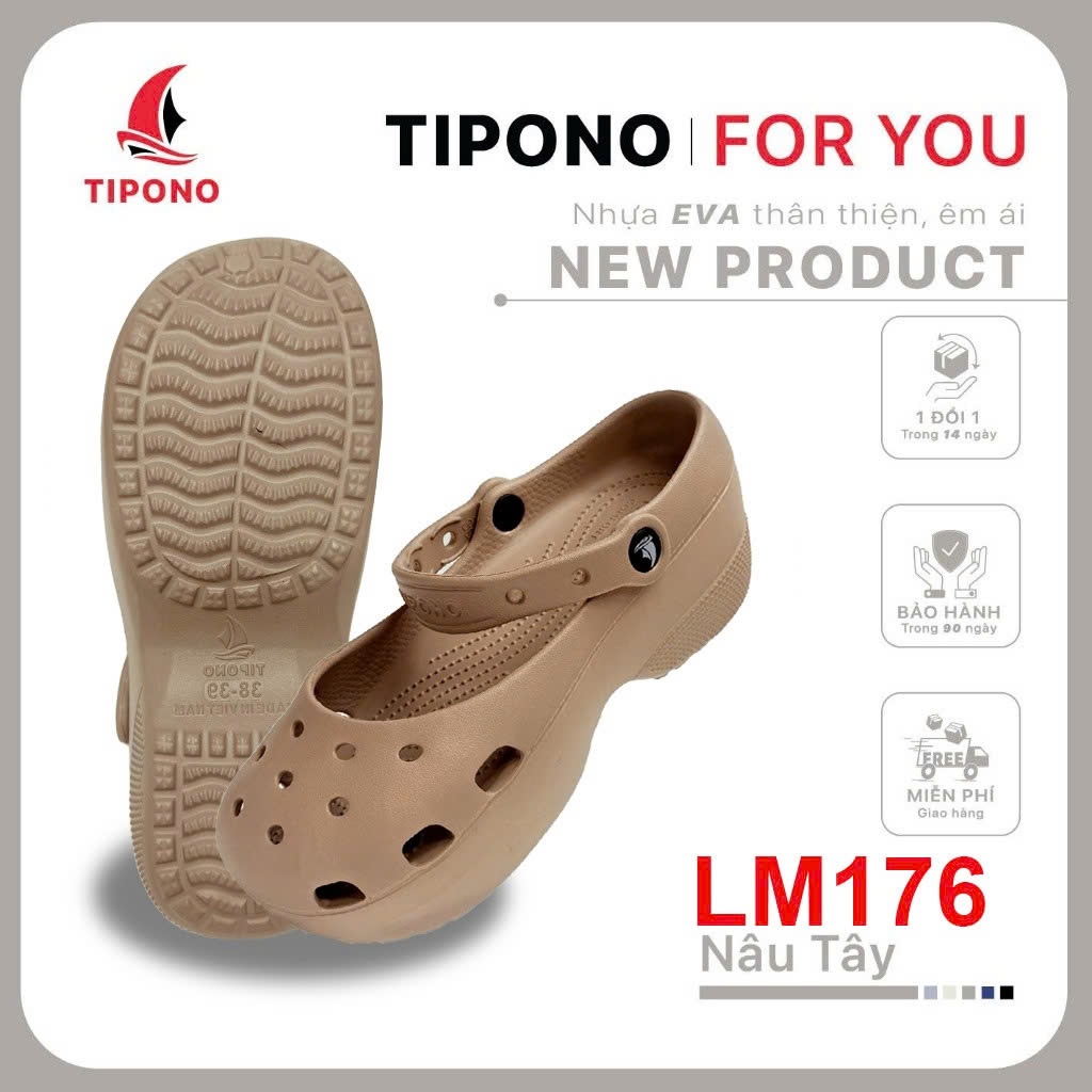 TIPONO LM176 [Tặng Charm Ngẫu Nhiên] Dép Pallet Nữ Hack Dáng Đế Cao 6cm Siêu Nhẹ Chống Trượt Êm Chân