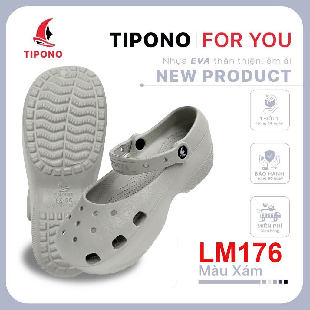 TIPONO LM176 [Tặng Charm Ngẫu Nhiên] Dép Pallet Nữ Hack Dáng Đế Cao 6cm Siêu Nhẹ Chống Trượt Êm Chân