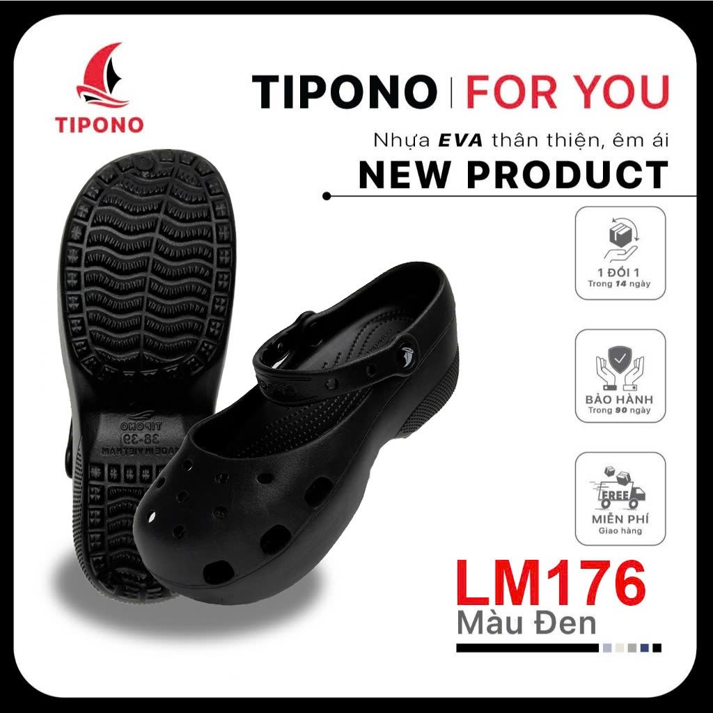 TIPONO LM176 [Tặng Charm Ngẫu Nhiên] Dép Pallet Nữ Hack Dáng Đế Cao 6cm Siêu Nhẹ Chống Trượt Êm Chân