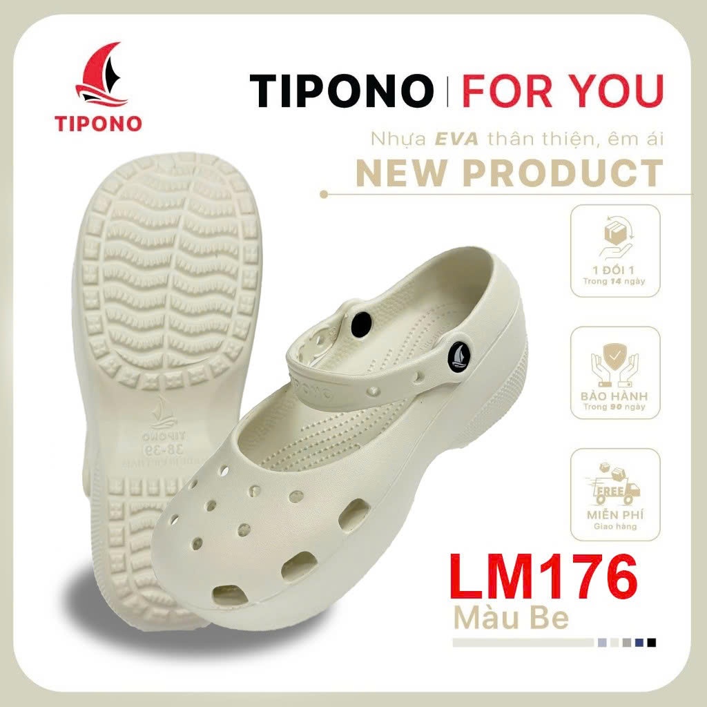TIPONO LM176 [Tặng Charm Ngẫu Nhiên] Dép Pallet Nữ Hack Dáng Đế Cao 6cm Siêu Nhẹ Chống Trượt Êm Chân