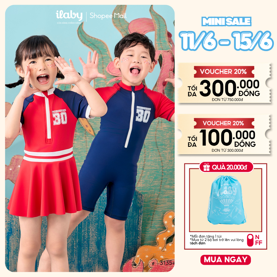 [ILABY 9-38kg] Đồ bơi bé trai, đồ bơi cộc tay quần đùi chất liệu thun lạnh chống nước [3136]