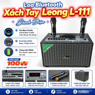 Loa Bluetooth Xách Tay Leong L-111 Sành Điệu, Âm Bass Chuẩn, Chỉnh Bass Treble Trên Micro, Pin Khỏe.