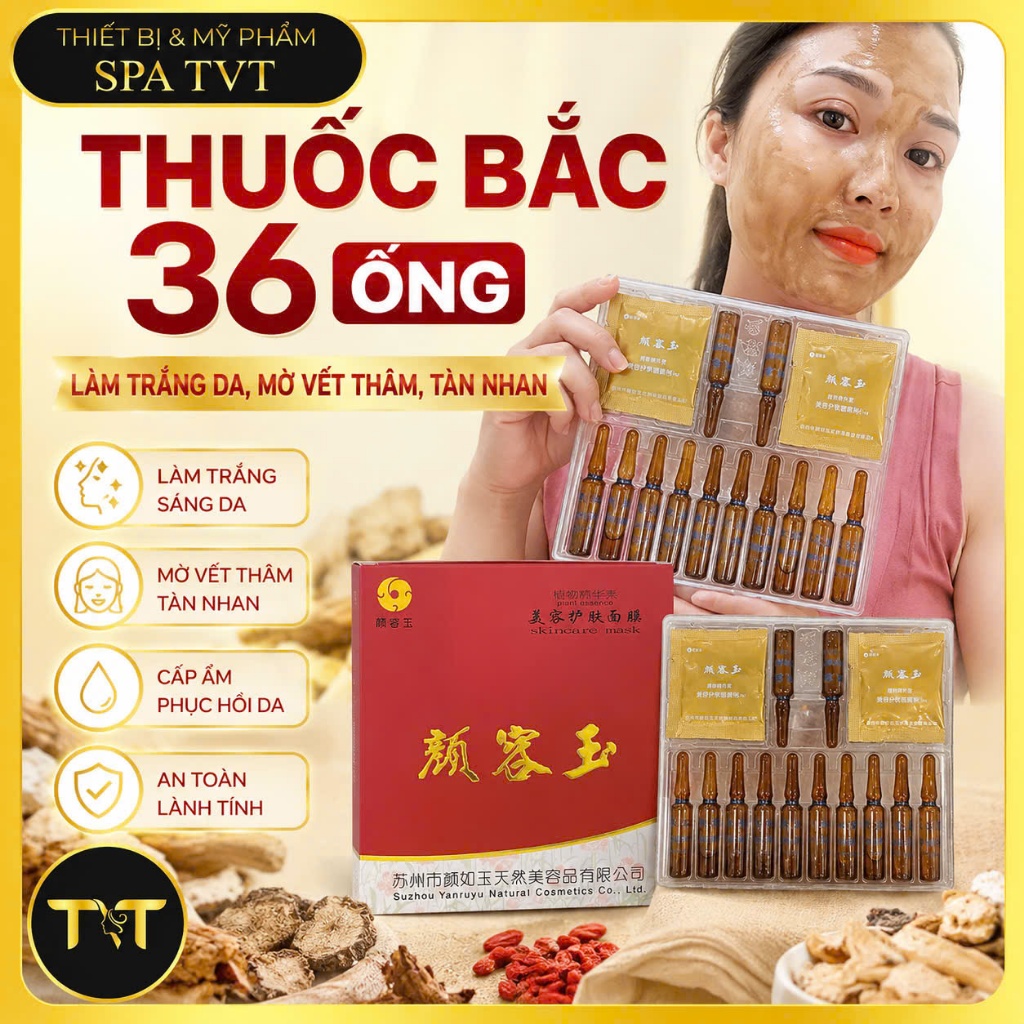MẶT NẠ THUỐC BẮC 36 ỐNG – HỖ TRỢ GIẢM NÁM, MỜ THÂM, GIẢM MỤN, DƯỠNG TRẮNG DA