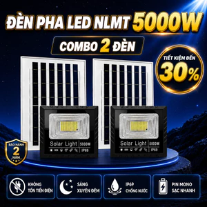 COMBO 2 BỘ ĐÈN NĂNG LƯỢNG MẶT TRỜI 5000W - VỎ NHỰA ABS, Đèn sáng không tốn điện, độ sáng 6-8 tiếng. Chống nước IP69