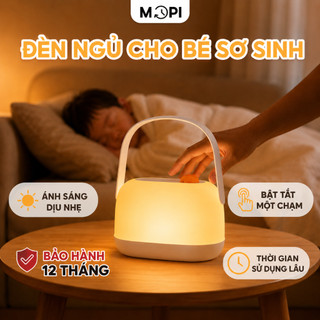 Đèn ngủ để bàn Mopi, đèn ngủ cho bé sơ sinh ánh sáng vàng, phủ sáng toàn phòng, giúp bé nhanh vào giấc