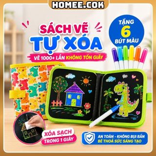 Homee.cok Sách Vẽ Tự Xóa Được Cho Bé Kèm Bút Màu - Sổ Tô Màu Tái Sử Dụng, Đồ Chơi Giáo Dục Sáng Tạo